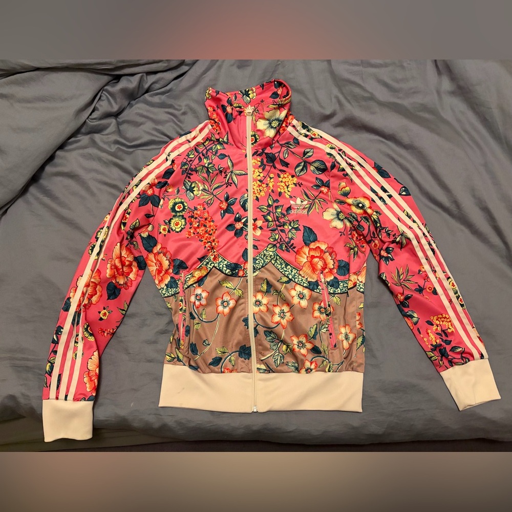 Adidas Floral track jacket size large